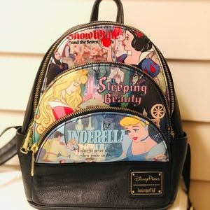 Loungefly 3 Zipper Disney Princess Mini Backpack Princesses Cinderella Snow